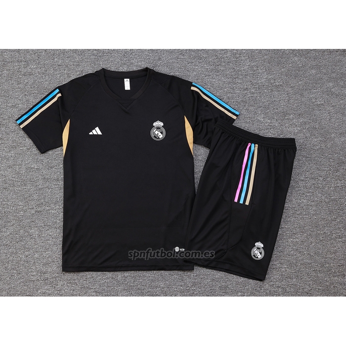 Chandal del Real Madrid Manga Corta 2023-2024 Negro - Pantalon Corto